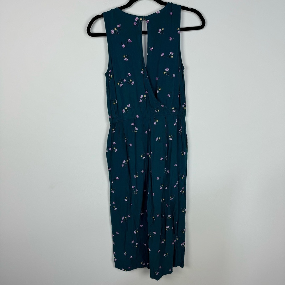Old Navy Teal Green Floral Jumpsuit Open Back Casual - Picture 2 of 7